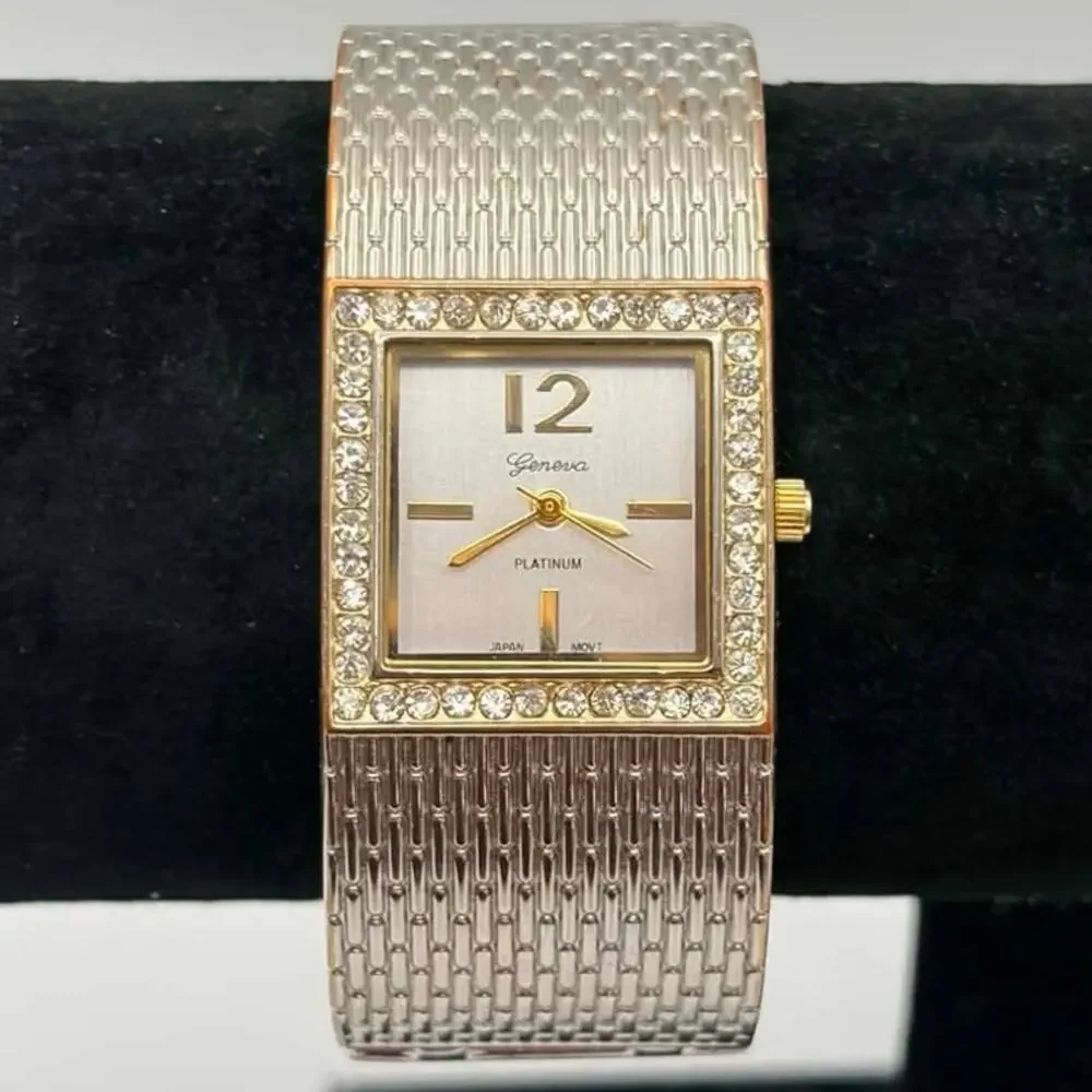 Silver Crystal Geneva Watch